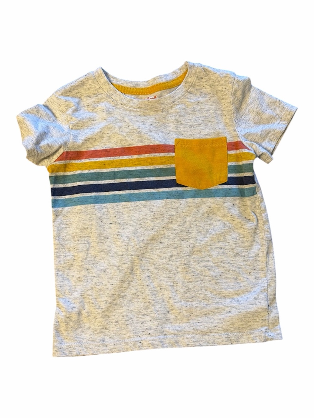 Cat & Jack Heather Stripe Pocket Tee - Yellow Pocket, Multi-Stripe